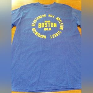 2025 26.2 Boston Marath. Heartbreak Hill Boylston Hopkinton Med Blue LS T-Shirt